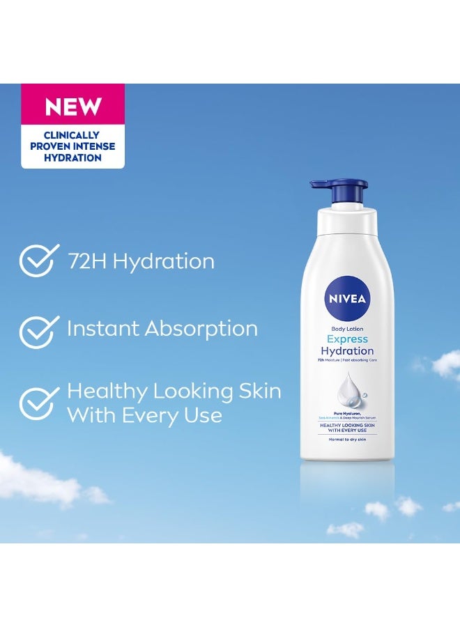 نيفيا لوشن نيفيا إكسبرس لترطيب الجسم، 400 مل | ترطيب يدوم 72 ساعة ومناسب لفصل الصيف | غني بالمعادن البحرية وسيروم الترطيب العميق | تركيبة غير دهنية لبشرة صحية المظهر | مناسب لجميع أنواع البشرة - Image 2